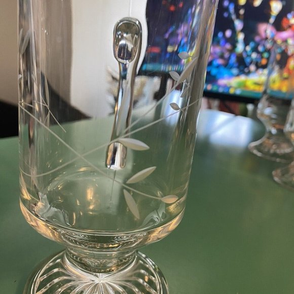 4 Set Princess house Floral Etched footed irish coffee mugs - Picture 9 of 11